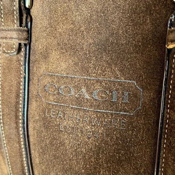 COACH Brown Leather Suede Hampton Tote Bag - Picture 1 of 12